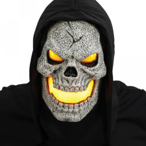 Gelbe Flammen Skull LED Maske kaufen