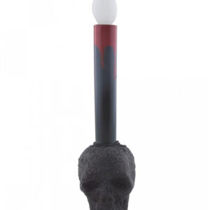 Schwarze Totenschädel Kerze mit Licht 24cm  Gothic Deko
