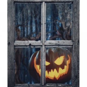 Fenster Illusion mit unheimlichem Halloween Kürbis 120cm ★