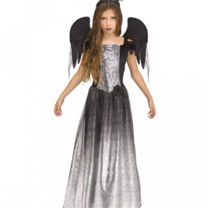 Schwarz-Silbernes Engel Kostüm für Kinder  Karnevalskostüm L