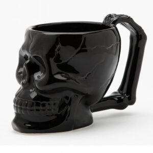 Schwarze Totenschädel Tasse mit Knochenhenkel ✩✩