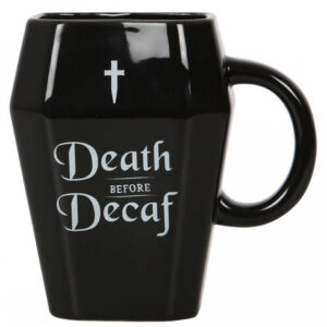 Death before Decaf Kaffeetasse in Sargform 12