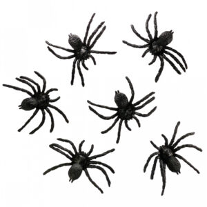 Rabenschwarze Spinnen 8x7cm 6 St. als Kostümzubehör