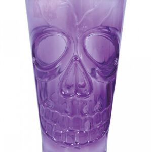Totenschädel Halloween Glas Violett 15cm  Halloween Geschirr