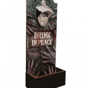 Wand-Flaschenöffner auf Holz mit Zombiehänden ➤