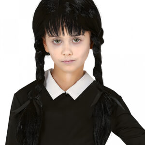 Gothic Girl Kinder Perücke mit Pony als Halloween Frisur