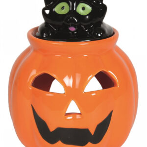 Halloween Kürbis mit Katze Teelicht Duftlampe 13cm ➔ ordern