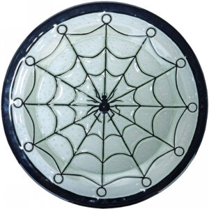 Servierteller Spinnennetz 36cm Glasteller für Halloween