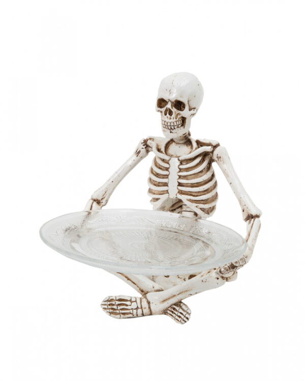 Schneidersitz Skelett mit Glasteller 27 cm ★