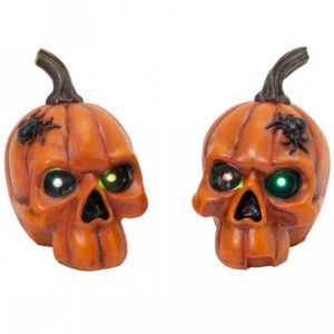 Kürbis Totenkopf mit LED Augen 14cm für Halloween