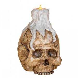 Totenkopf mit Kerze & Licht 20cm  Halloween Deko