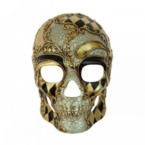 Venezianische Totenschädelmaske Gold-Schwarz ★