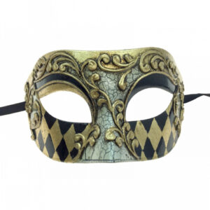 Schwarz-goldene Venezianische Barock Augenmaske ✰