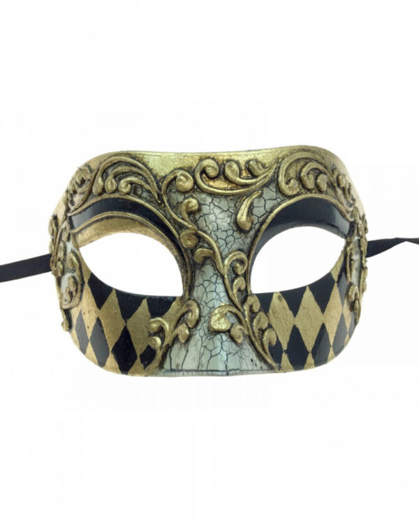 Schwarz-goldene Venezianische Barock Augenmaske ✰