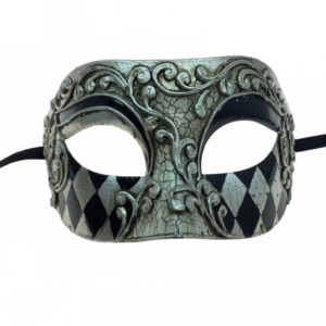 Schwarz-silberne Venezianische Barock Augenmaske ✰