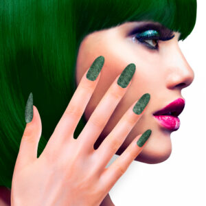 Smaragdgrün Glitzernde Fingernägel 12 St. ➔ Fasching