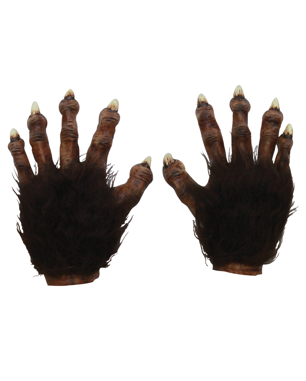 dunkelbraune werwolfhandschuhe mit kunstfell werwolf gloves with faux fur kostuemzubehoer 53004 01