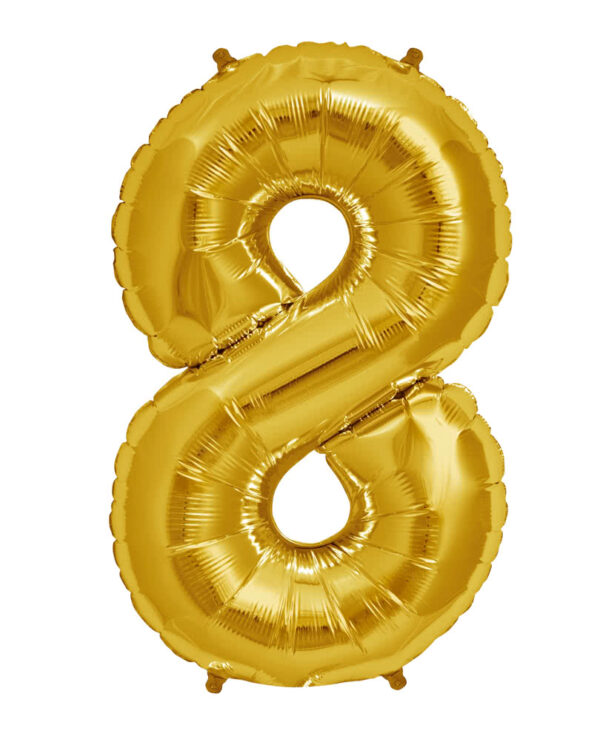 folienballon acht gold heliumballon luftballon mit nummer 8 als motiv 22790