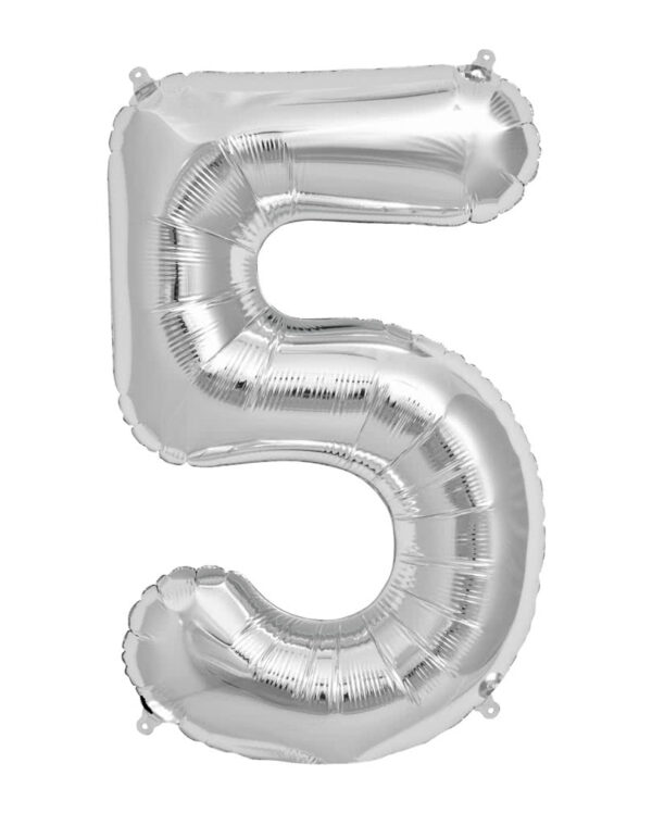folienballon fuenf silber heliumballon luftballon mit nummer 5 als motiv 22776
