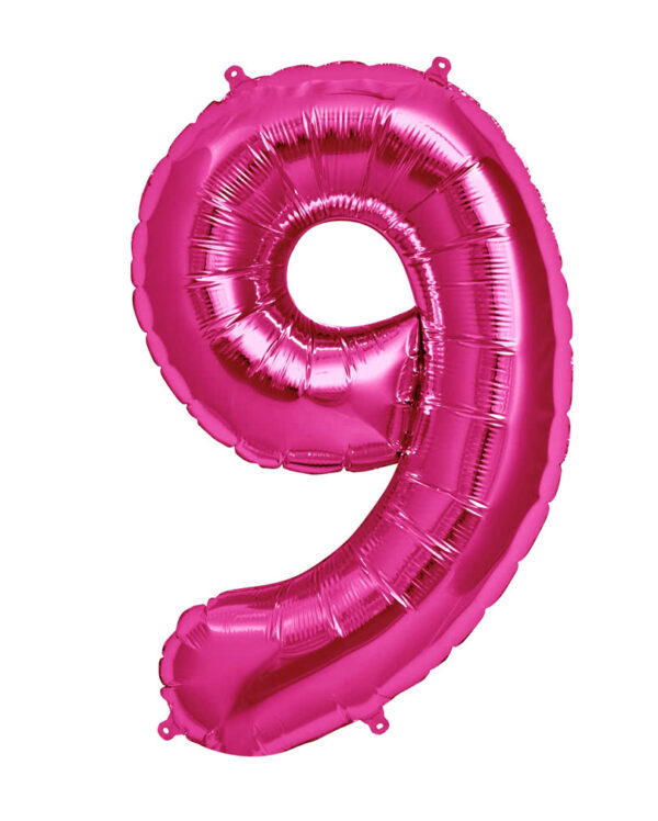 folienballon neun pink heliumballon luftballon mit nummer 9 als motiv 22760
