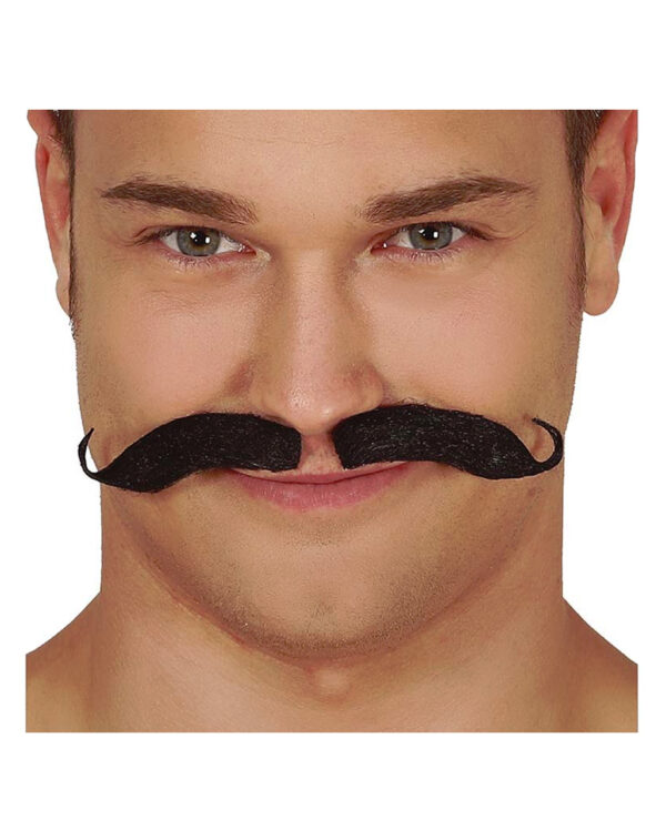 gekraeuselter schnurrbart schwarz curled moustache black kostuemzubehoer mexikaner bayerischer bart fasching 56250