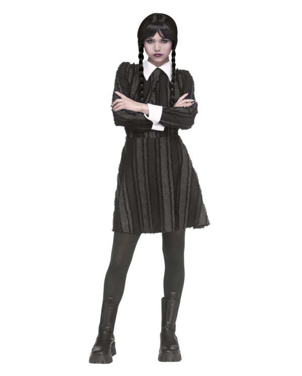 gothic girl kostuemkleid fuer damen creepy coed costume dress for woman wednesday addams verkleidung halloween 55948