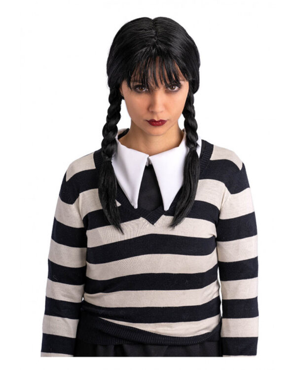 gothic girl peruecke mit zoepfen und pony gothic girl wig with bang and braids 54460 01