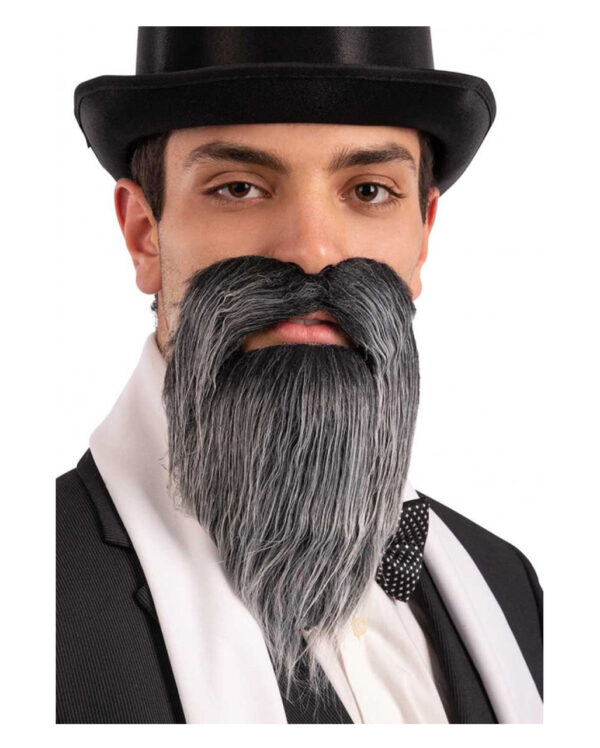 grau melierter gentleman bart gray mottled gentleman beard aufklebe vollbart fasching kostuembart theater 55851
