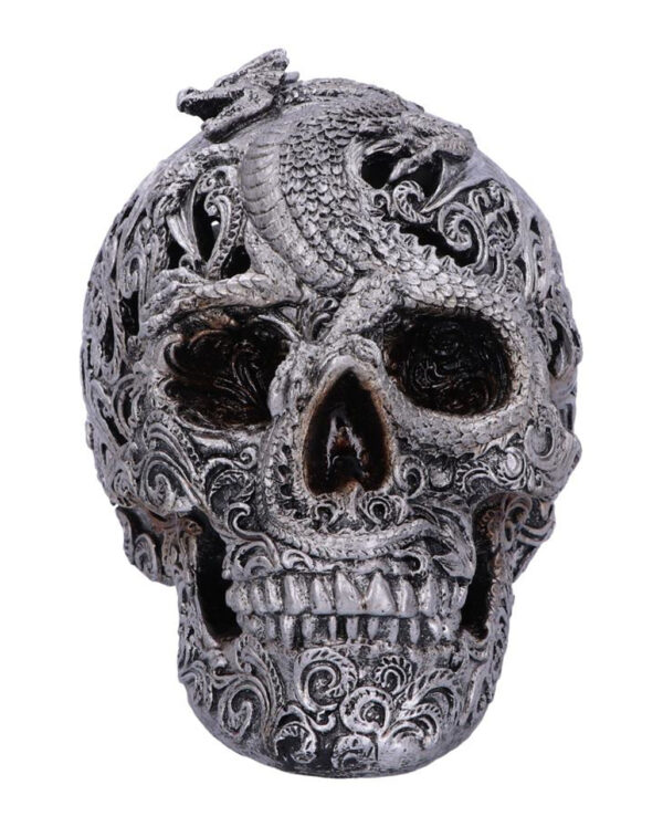 gravierter drakos totenkopf mit drachenmotiv engraved drakos dragon skull gothic deko 54581 01
