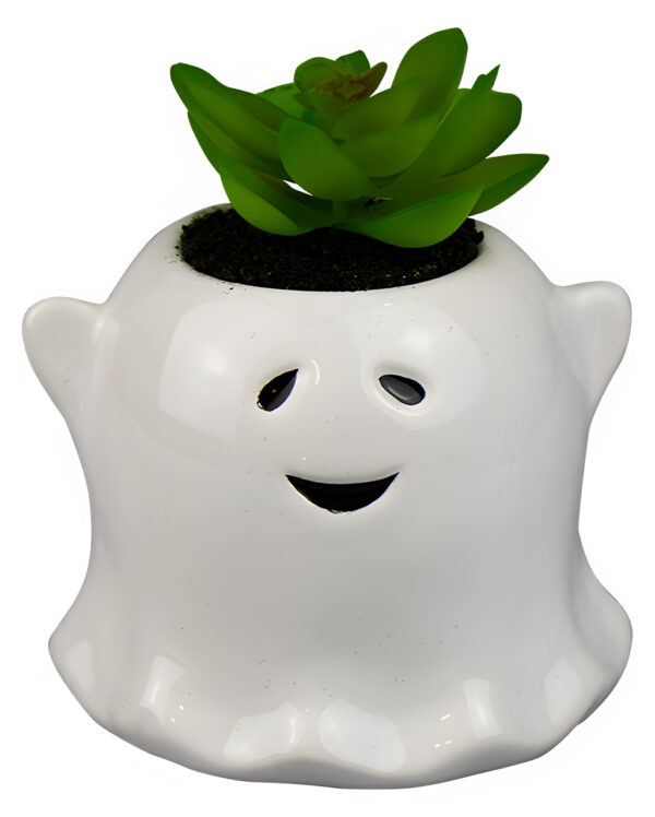 halloween geist mit deko pflanze 9cm halloween ghost with decorative plant pflanztopf gespenst halloween 55876