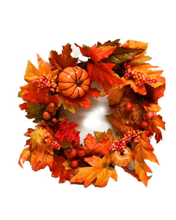 halloween herbstkranz mit herbstblaetter kuerbisse und beeren halloween autum wreath with pumpkin and berries 53695 01