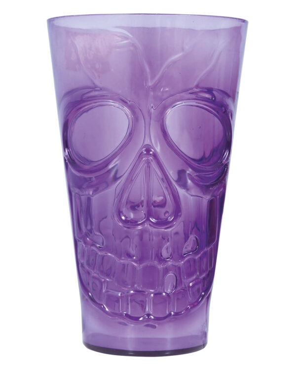 halloween totenkopf glas violett 15cm halloween skull glass purple halloween geschirr tischdeko 55414