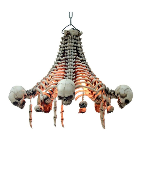 horrorshop com skelett deckenlampe mit haengenden schaedeln totenkopf lampe gothic deckenlampe skeleton light 20348