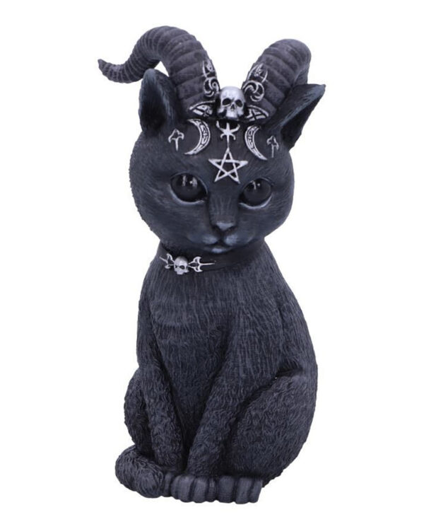 okulte katzenfigur mit ziegenhoerner mystisc cat figurine with goat horns 39805 001