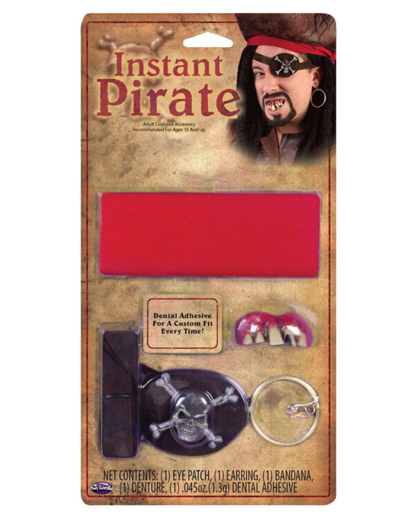 piraten instant charakter set piraten kostuemzubehoer seeraeuber kostuem set piratenzaehne augenklappe 13576