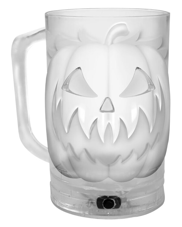 scary kuerbis led bierkrug scary pumpkin beer mug halloween kunststoff becher kuerbisfratze 55471