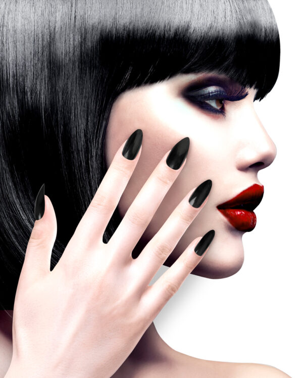 schwarze fingernaegel mit glanz black fingernails with shine selbstklebende fingernaegel 56231 01