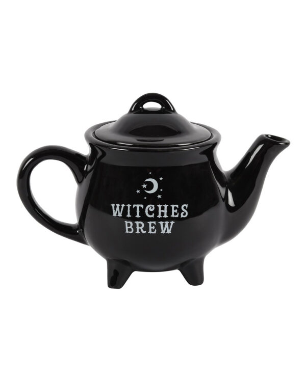 schwarze hexenkessel teekanne black witches brew tea pot halloween tisch deko 50648 01