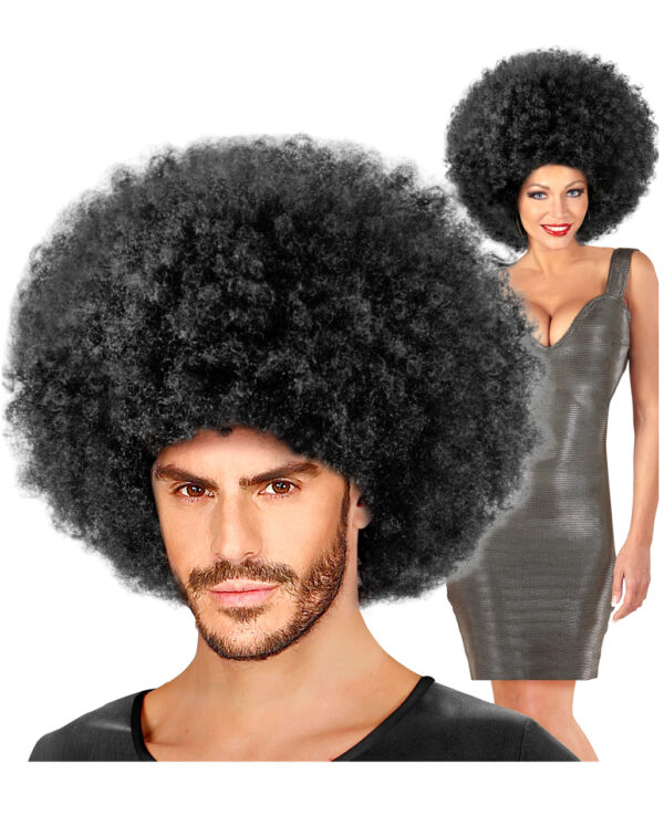 schwarze mega afro peruecke unisex schwarze ultra lockenperuecke faschingsperuecke black mega afro wig 39699 001