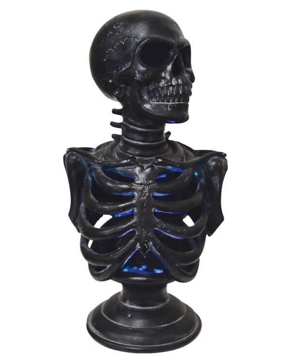 schwarzer skelett torso auf sockel mit beleuchtung schwarze skelett bueste black skeleton bust with light 55347 01