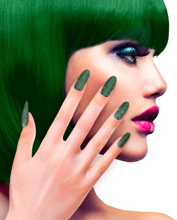 smaragdgruene glitzer fingernaegel emerald green self adhesive fingernails 56232 01