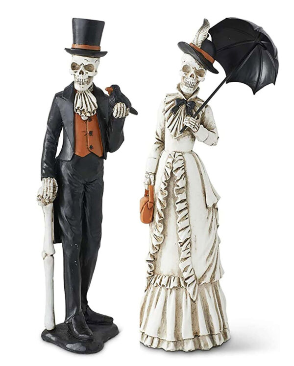 viktorianischer skelett gentleman und lady figur halloween deko figuren und wohnungsdeko 54713