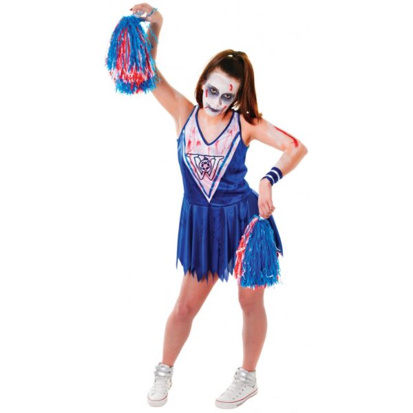 zombie cheerleader kostuem blau weiss