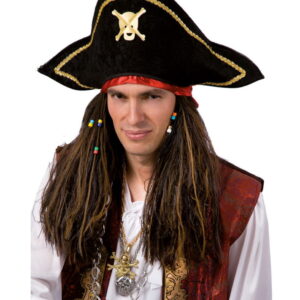 Piratenperücke mit Piratenhut für dein Seeräuber Kostüm