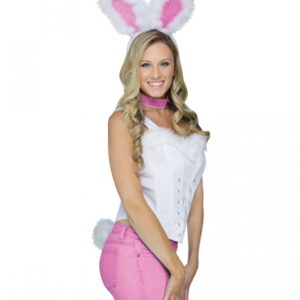Sexy Häschen Set weiß-rosa  Bunny Kostümzubehör