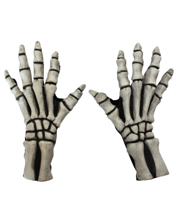 Skelett Handschuhe weiß für Halloween