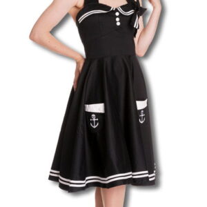 Matrosen Petticoatkleid schwarz   Rockabilly Kleid 50er Jahre Fashion XS / 34