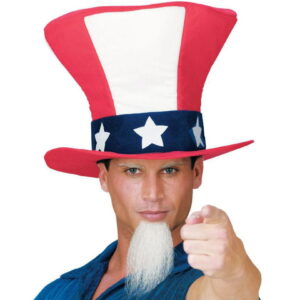 Uncle Sam Zylinderhut mit Spitzbart   Kultiges USA Kostüm-Zubehör