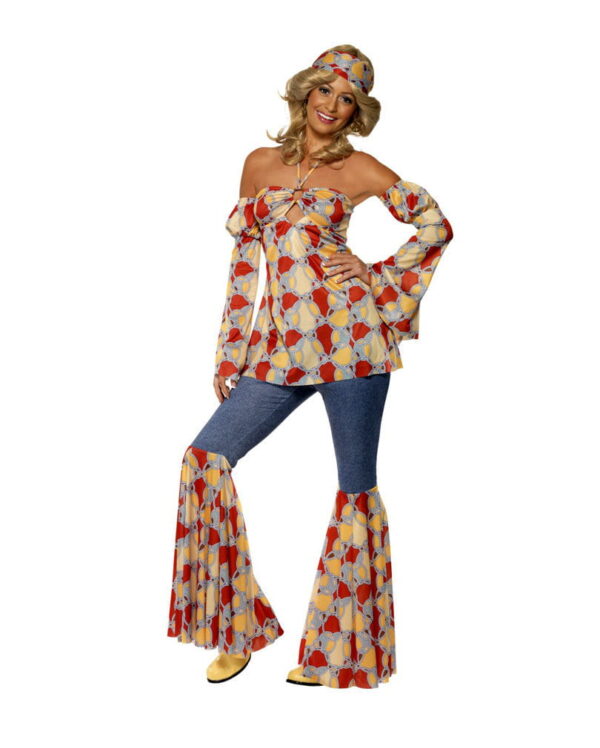 70er Vintage Hippie Girl Kostüm für Fasching L 44-46