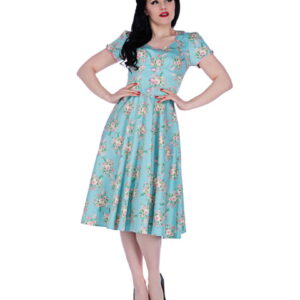 Petticoat Kleid mit Blumenprint   Pin-up Kleid  Rockabilly Kleid L
